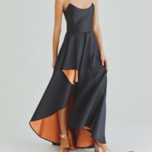 ROMAN Cobalt-Peach Hi-Low Gown